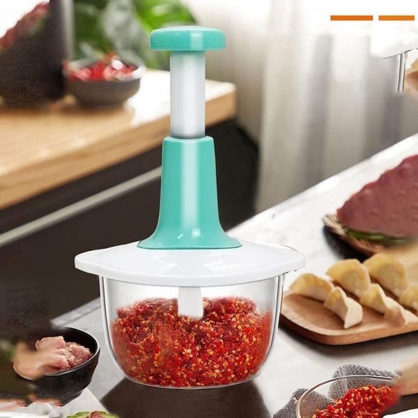 Multi-functional Manual Hand Push Chopper – 1.5 Liter (Random Color)