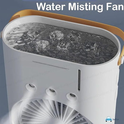 Portable Mini Double Fan With Mist Humidifier And Led Lighting